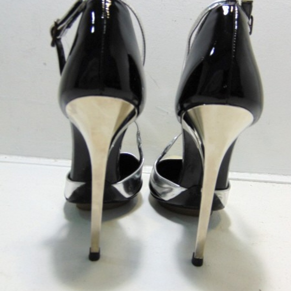 Balenciaga Black/White/Silver Point Metallic Heels - Picture 2 of 6